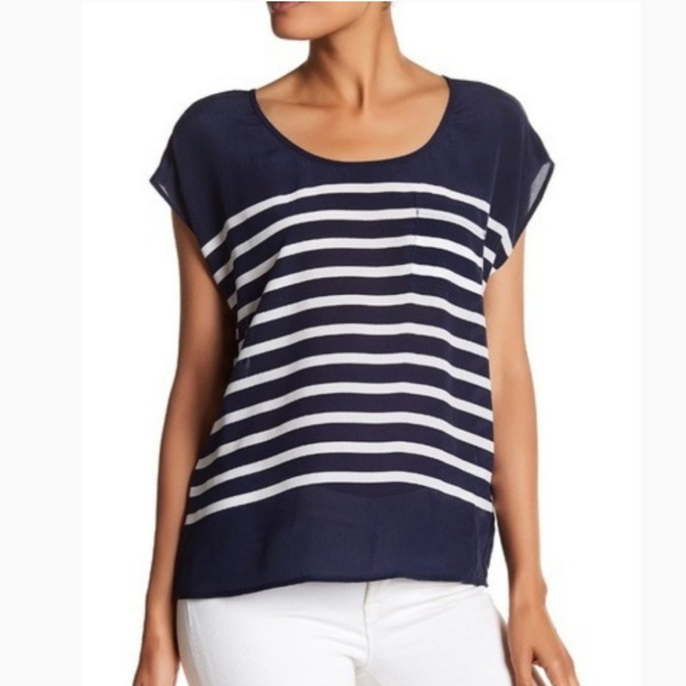 Joie Silk Striped Elevated Tee / Blouse